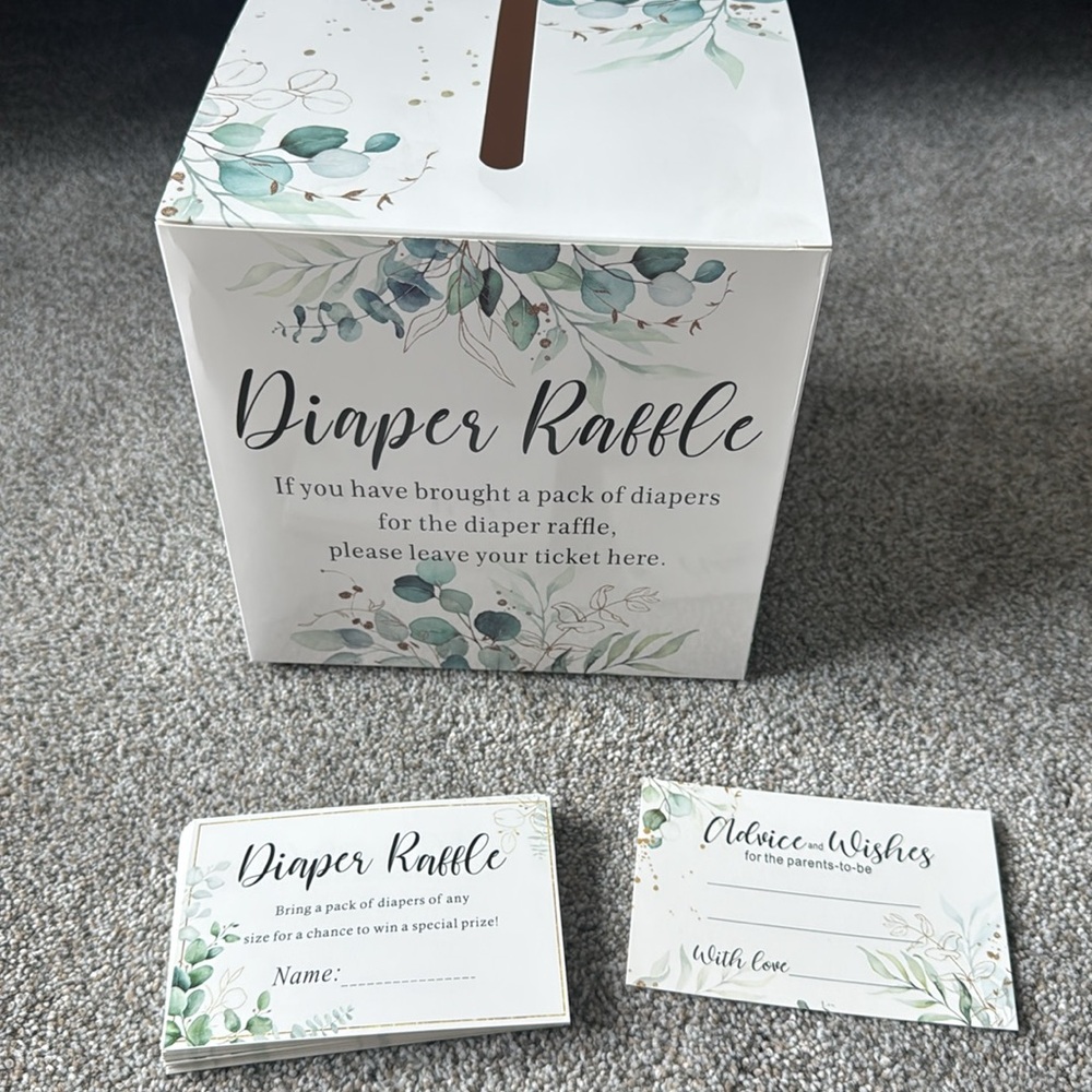 Baby Shower Greenery Party Decorations Diaper Raffle Set - Picture 3 of 10